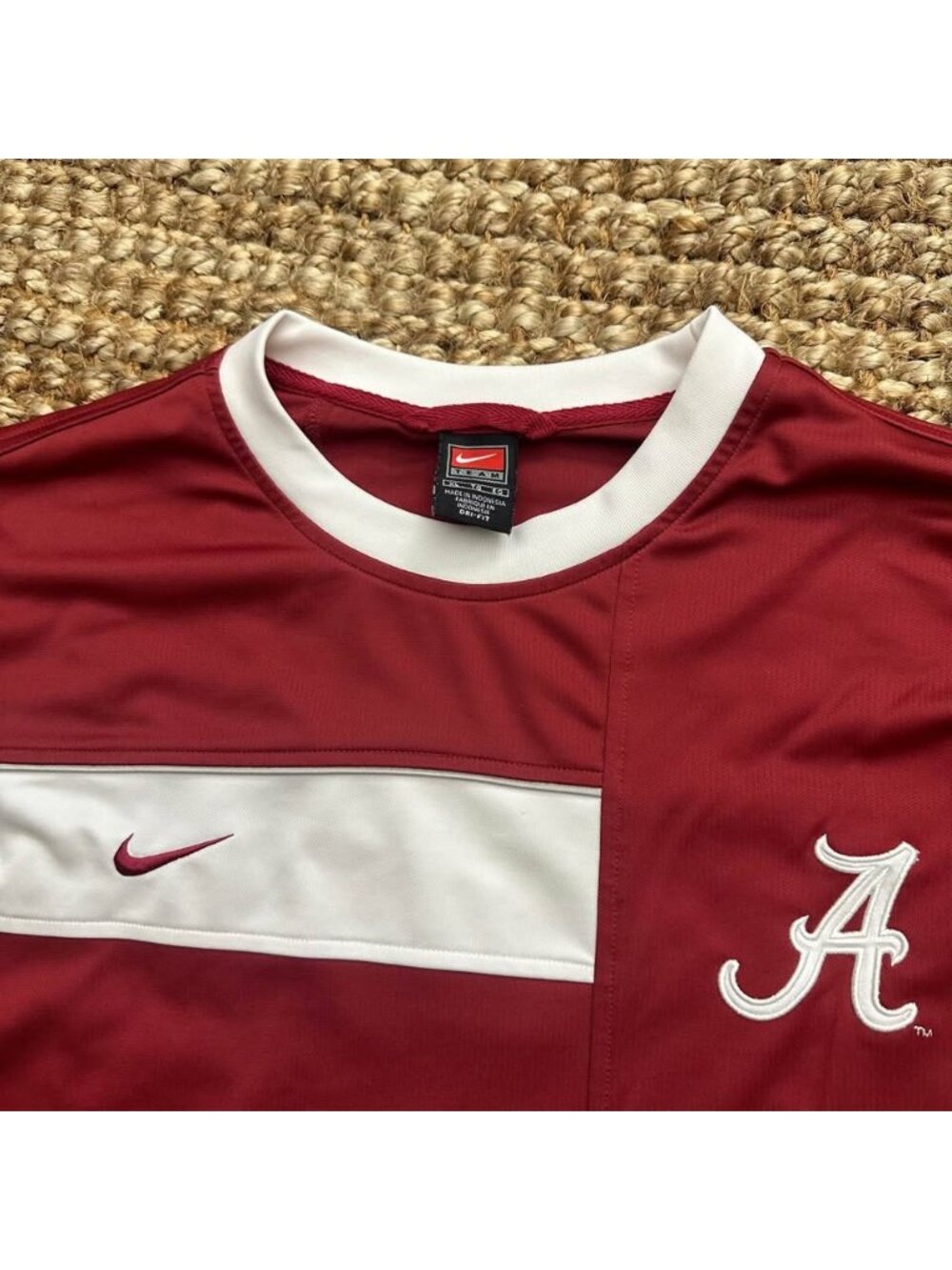 Vintage 90s Team Nike Alabama Thick Long Sleeve Jersey Crimson XL
